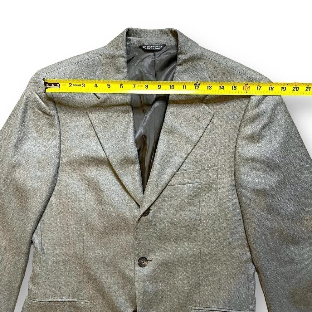 Harold Powell Vintage Blazer Green Silk Wool Blend Academia Size 40 Reg